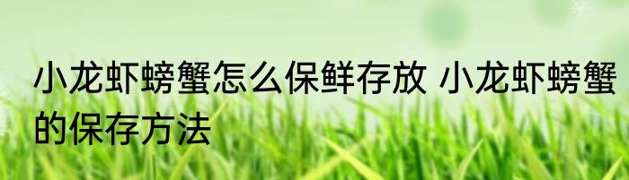 小龙虾螃蟹怎么保鲜存放 小龙虾螃蟹的保存方法