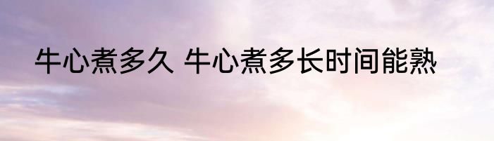 牛心煮多久 牛心煮多长时间能熟