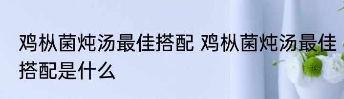 鸡枞菌炖汤最佳搭配 鸡枞菌炖汤最佳搭配是什么