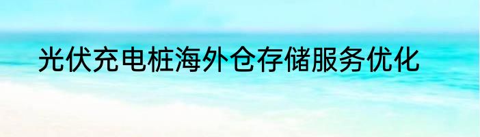光伏充电桩海外仓存储服务优化