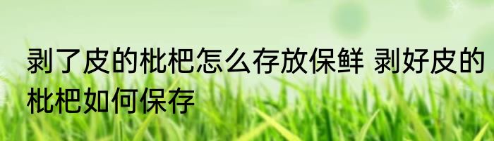 剥了皮的枇杷怎么存放保鲜 剥好皮的枇杷如何保存