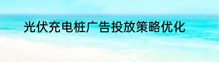 光伏充电桩广告投放策略优化