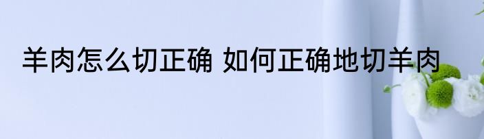 羊肉怎么切正确 如何正确地切羊肉