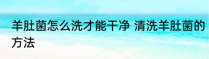 羊肚菌怎么洗才能干净 清洗羊肚菌的方法