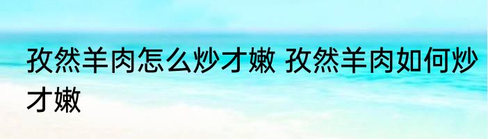 孜然羊肉怎么炒才嫩 孜然羊肉如何炒才嫩