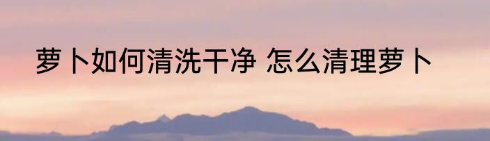 萝卜如何清洗干净 怎么清理萝卜