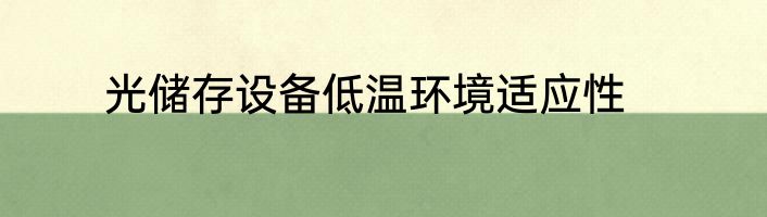 光储存设备低温环境适应性
