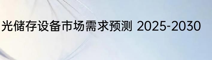 光储存设备市场需求预测 2025-2030