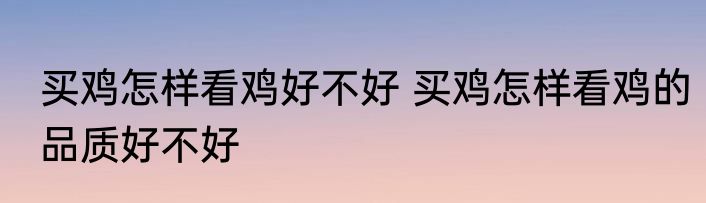 买鸡怎样看鸡好不好 买鸡怎样看鸡的品质好不好