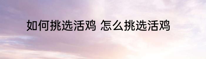 如何挑选活鸡 怎么挑选活鸡