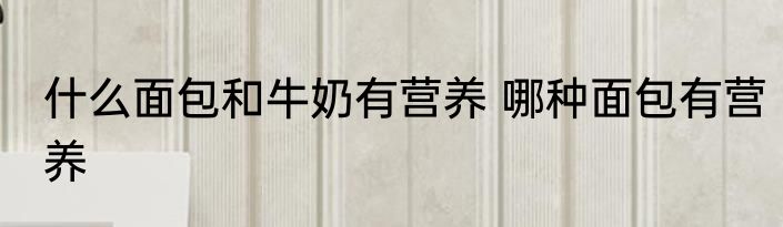 什么面包和牛奶有营养 哪种面包有营养
