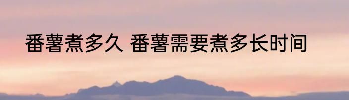 番薯煮多久 番薯需要煮多长时间