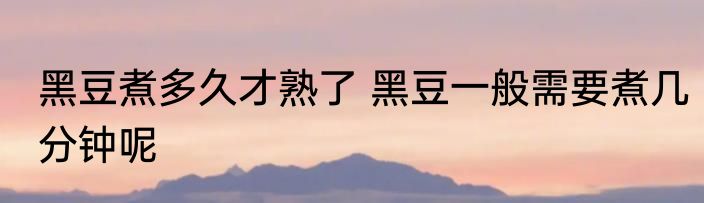 黑豆煮多久才熟了 黑豆一般需要煮几分钟呢