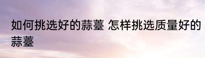 如何挑选好的蒜薹 怎样挑选质量好的蒜薹