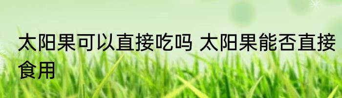 太阳果可以直接吃吗 太阳果能否直接食用