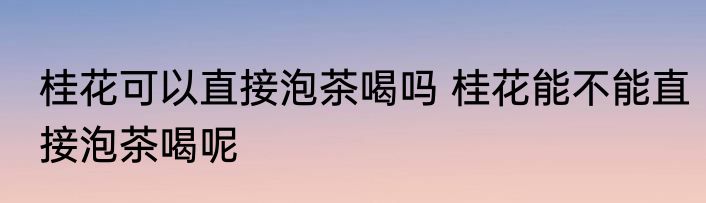 桂花可以直接泡茶喝吗 桂花能不能直接泡茶喝呢