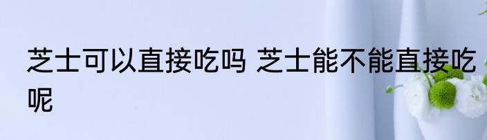 芝士可以直接吃吗 芝士能不能直接吃呢