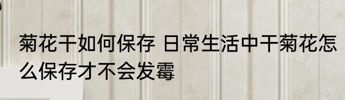 菊花干如何保存 日常生活中干菊花怎么保存才不会发霉