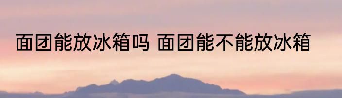 面团能放冰箱吗 面团能不能放冰箱