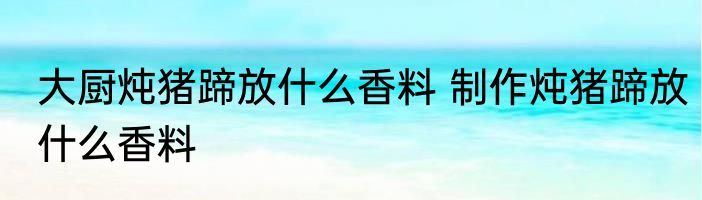 大厨炖猪蹄放什么香料 制作炖猪蹄放什么香料
