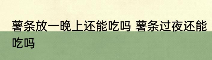 薯条放一晚上还能吃吗 薯条过夜还能吃吗