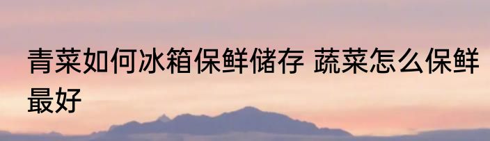 青菜如何冰箱保鲜储存 蔬菜怎么保鲜最好
