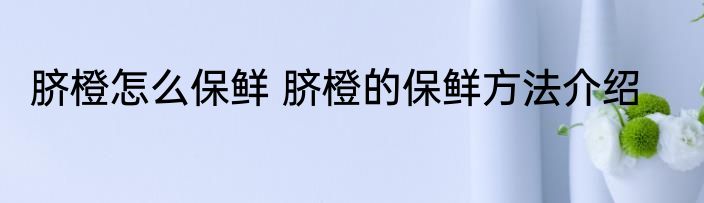 脐橙怎么保鲜 脐橙的保鲜方法介绍