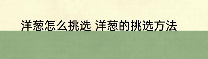 洋葱怎么挑选 洋葱的挑选方法