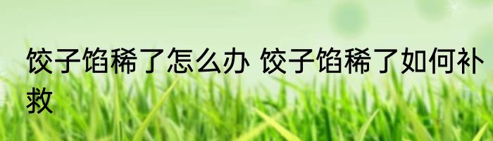 饺子馅稀了怎么办 饺子馅稀了如何补救