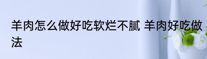 羊肉怎么做好吃软烂不腻 羊肉好吃做法