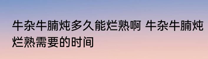 牛杂牛腩炖多久能烂熟啊 牛杂牛腩炖烂熟需要的时间