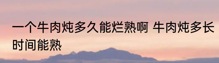 一个牛肉炖多久能烂熟啊 牛肉炖多长时间能熟