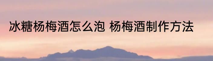冰糖杨梅酒怎么泡 杨梅酒制作方法