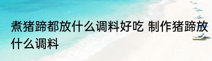 煮猪蹄都放什么调料好吃 制作猪蹄放什么调料