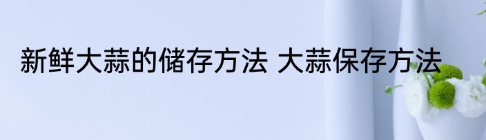 新鲜大蒜的储存方法 大蒜保存方法