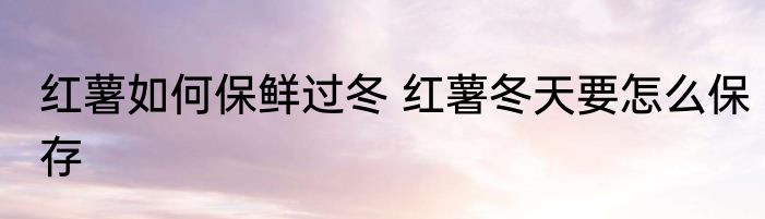 红薯如何保鲜过冬 红薯冬天要怎么保存