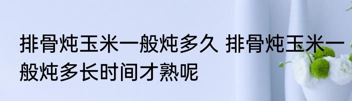 排骨炖玉米一般炖多久 排骨炖玉米一般炖多长时间才熟呢