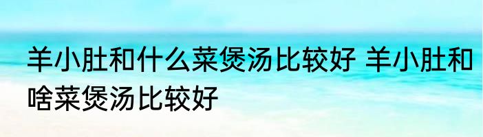 羊小肚和什么菜煲汤比较好 羊小肚和啥菜煲汤比较好