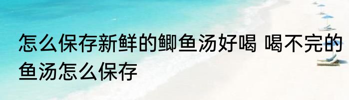 怎么保存新鲜的鲫鱼汤好喝 喝不完的鱼汤怎么保存