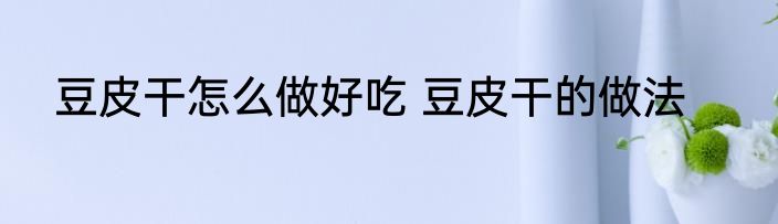 豆皮干怎么做好吃 豆皮干的做法