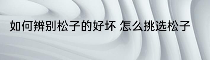 如何辨别松子的好坏 怎么挑选松子