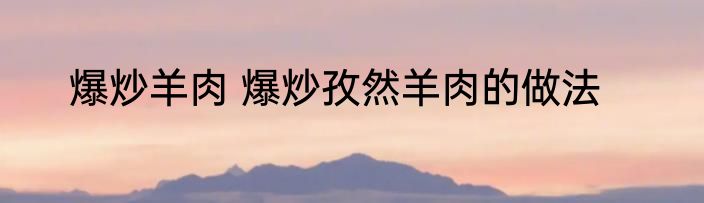 爆炒羊肉 爆炒孜然羊肉的做法