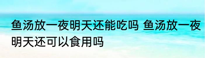 鱼汤放一夜明天还能吃吗 鱼汤放一夜明天还可以食用吗