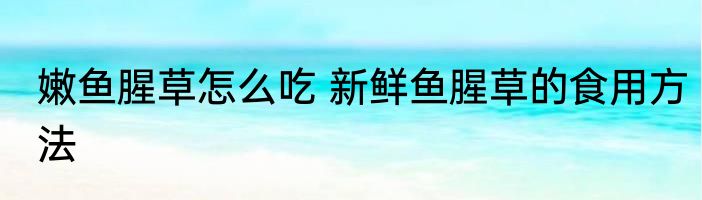 嫩鱼腥草怎么吃 新鲜鱼腥草的食用方法