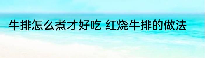 牛排怎么煮才好吃 红烧牛排的做法