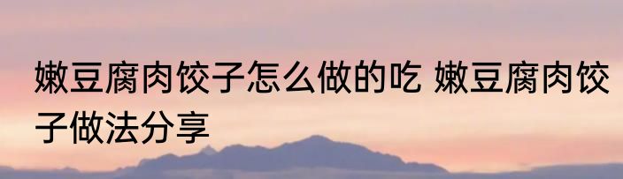 嫩豆腐肉饺子怎么做的吃 嫩豆腐肉饺子做法分享