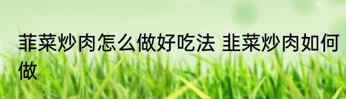 菲菜炒肉怎么做好吃法 韭菜炒肉如何做