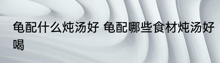 龟配什么炖汤好 龟配哪些食材炖汤好喝