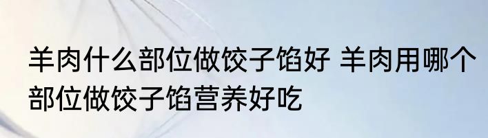 羊肉什么部位做饺子馅好 羊肉用哪个部位做饺子馅营养好吃