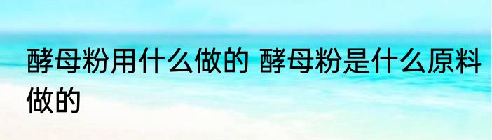 酵母粉用什么做的 酵母粉是什么原料做的